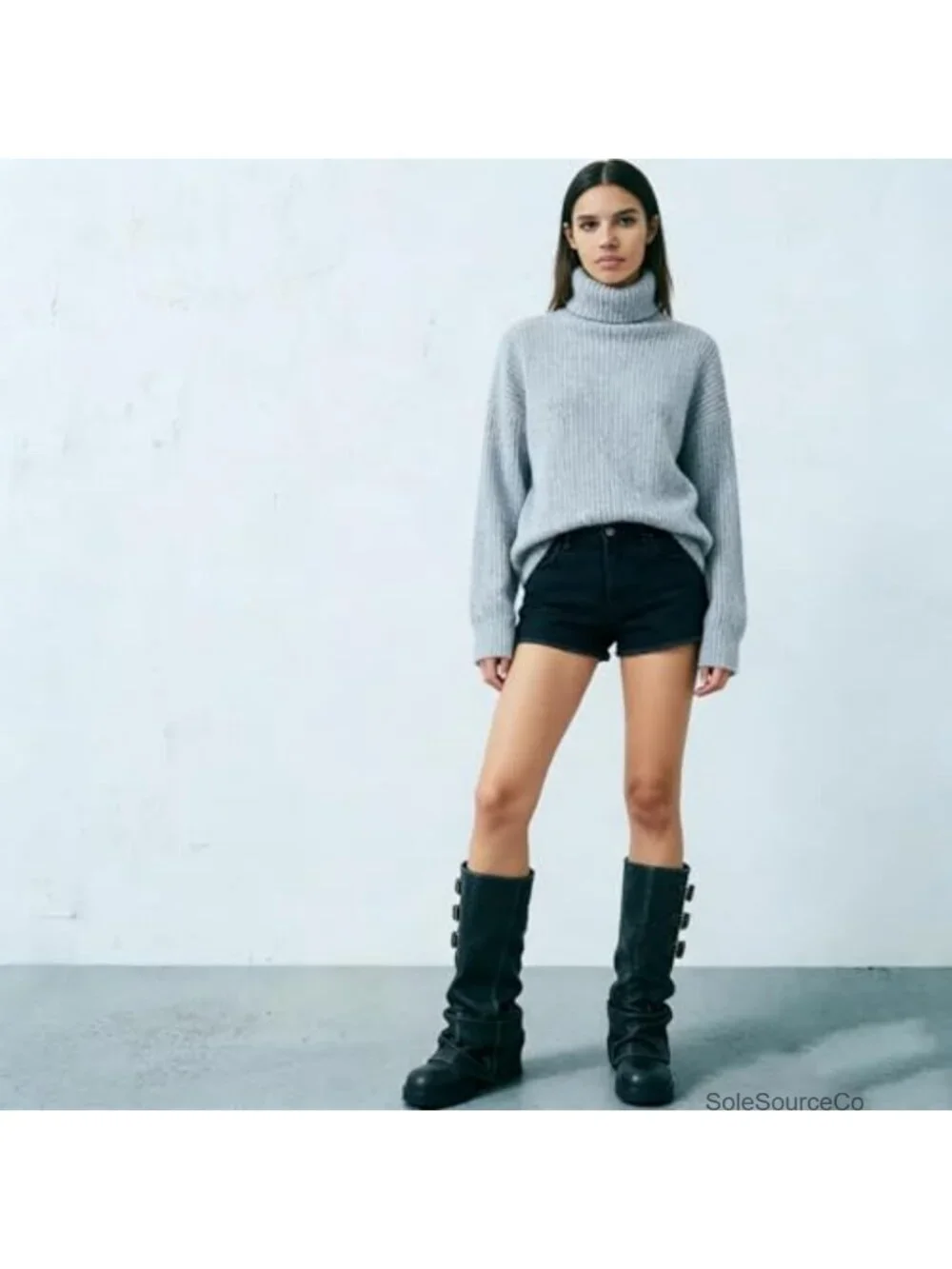 Fold Over Knee High Slouch Boots Chunky Platform Goth Women's Synthetic Rubber